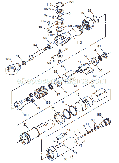 Page A Diagram and Parts List for CP826T T025075 Chicago Pneumatic Ratchet